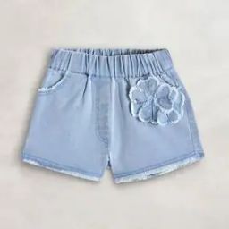 Lightly Washed Shorts with Elasticated Waist-1