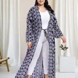 Women Printed Loose Fit Open-Front Longline Shrug-13