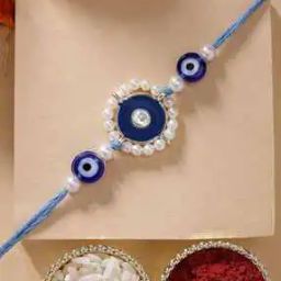 Pearl-Beaded Evil-Eye Tie-Up Rakhi with Roli Rice-picture-31
