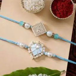 Set of 2 Kundan-Studded Pearl-Beaded Tie-Up Rakhis-6