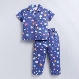 Boys Cotton Cartoon Nightsuit Set-image-86