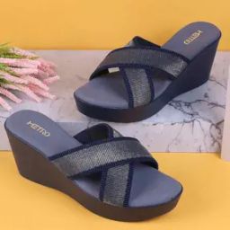 Women Criss-Cross Strap Slip-On Wedges-image-9