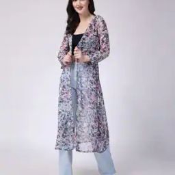 Women Floral Print Front-Open Shrug-35