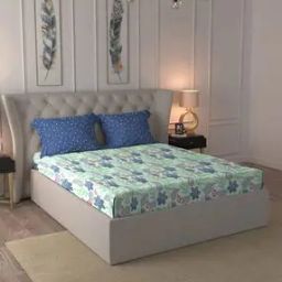 144 TC Floral Print Cotton Double Bedsheet with Pillow Covers-35