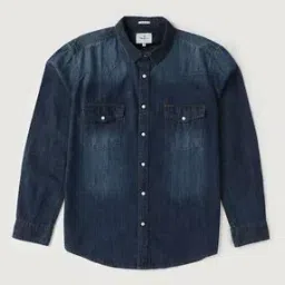 pepe jeans Men Washed Regular Fit Denim Shirt with Flap Pockets-picture-42