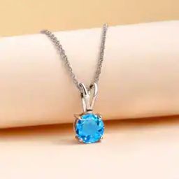 925 Sterling Silver Round Blue Topaz Solitaire Pendant Necklace-image-39