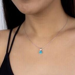 925 Sterling Silver Round Blue Topaz Solitaire Pendant Necklace-image-25