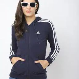 Zip-Front Hoodie with Striped Sleeves-image-79