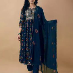 Women Embroidered Straight Kurta Set-image-30