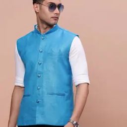Men Slim Fit Nehru Jacket with Welt Pockets-image-73