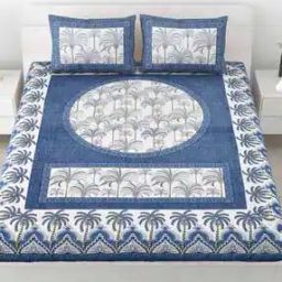 120 TC Tree Print Double Bedsheet with Pillow Covers-15