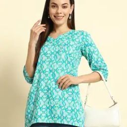 Women Printed Pure Cotton Straight Kurti-image-2
