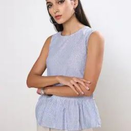 Striped Round-Neck Top-image-98