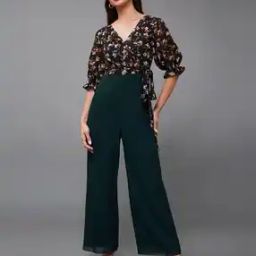 Floral Patterned Wrap Georgette Jumpsuit-image-12