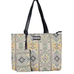 astrid Geometric Woven Tote Bag with Pouch-picture-29