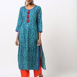 Geometric Print Straight Kurta with Pants-image-18