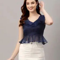 V-Neck Crop Top with Ruffled Details-picture-33