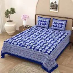 Jaipuri Pure Cotton 120 TC Printed Double Bedsheet with Pillow Covers-31