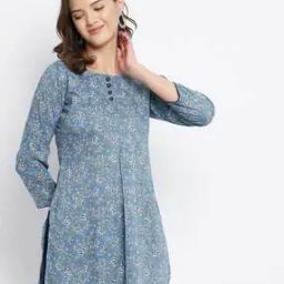 Floral Print 3/4th-Sleeve Straight Kurti-image-47