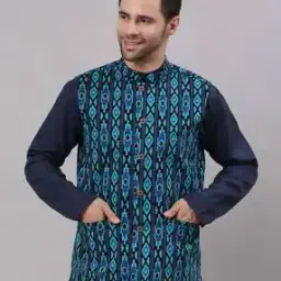 Sleeveless Nehru jacket With Patch Pocket-5