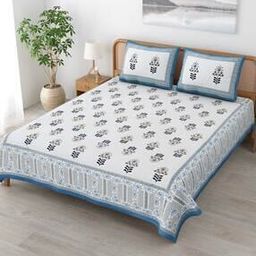 144 TC Floral Print King-Size Bedsheet with Pillow Covers-image-29