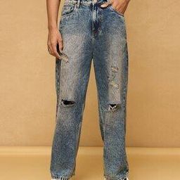 freakins Men Heavily Washed Distressed Wide Jeans-picture-11