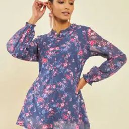 Women Floral Print Georgette A-Line Tunic-image-35