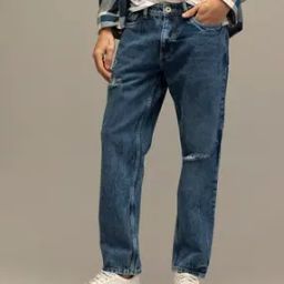 Lightly Washed Distressed Relaxed Jeans-image-72