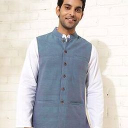 Men Regular Fit Nehru Jacket with Welt Pockets-52