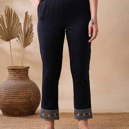 globus Women Straight Fit Flat-Front Pants with Embroidery-picture-26