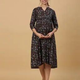 Women Floral Print Fit & Flare Dress-image-3