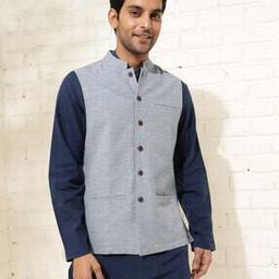 Men Striped Nehru jacket with Mandarin Collar-17