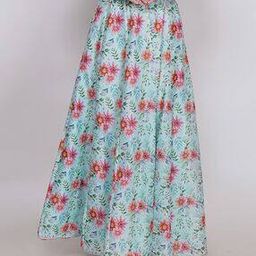 Women Floral Print Flared Skirt with Semi-Elasticated Waist-13