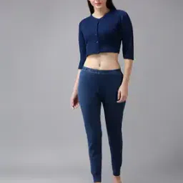 V-neck Thermal Blouse & Trouser Set-image-70