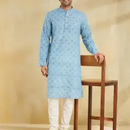 fabindia Men Mandarin Collar Long Kurta-picture-10