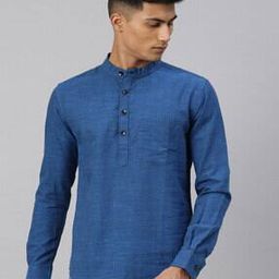 Textured Mandarin Collar Short Kurta-image-40