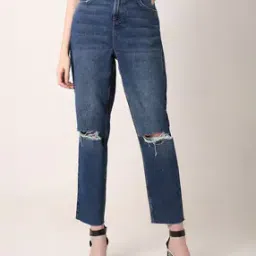 vero moda Women Lightly Washed Distressed Straight Jeans-picture-16