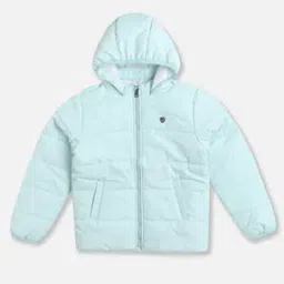 Girls Quilted Hooded Jacket with Zip Closure-image-18