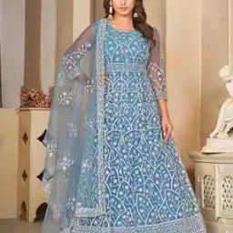 Women Embroidered Semi-stitched Anarkali Dress Material-image-16