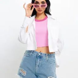 freakins Women Washed Distressed Denim Shorts-picture-38