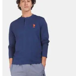 Regular Fit Henley T-Shirt with Logo Accent-picture-36