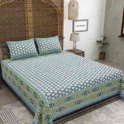 180 TC Floral Print Cotton Double King-Size Bedsheet with Pillow Covers-image-69