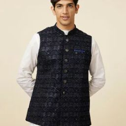 Embroidered Nehru Jacket with Welt Pockets-22