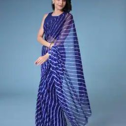 Women Leheriya Print Chiffon Saree-image-47