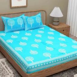 Cotton 130 TC Bedsheet With 2 Pillow Covers-image-72