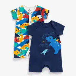 Pack of 2 Dino Print Rompers-image-56