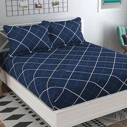 Geometric Print Fitted King-Size Bedsheet with Pillow Covers-image-94