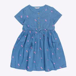 Embroidered A-line Dress with Elasticated Waist-image-78