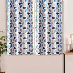 Set of 2 Geometric Print Window Curtains with Eyelet Header-13