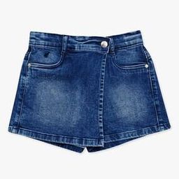 Denim Skorts with Brand Patch-image-11